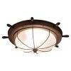 Brand new ???? Vaxcel Orleans Copper Coastal Ship Wheel Outdoor Flush Mount Ceiling Light White Glass ????