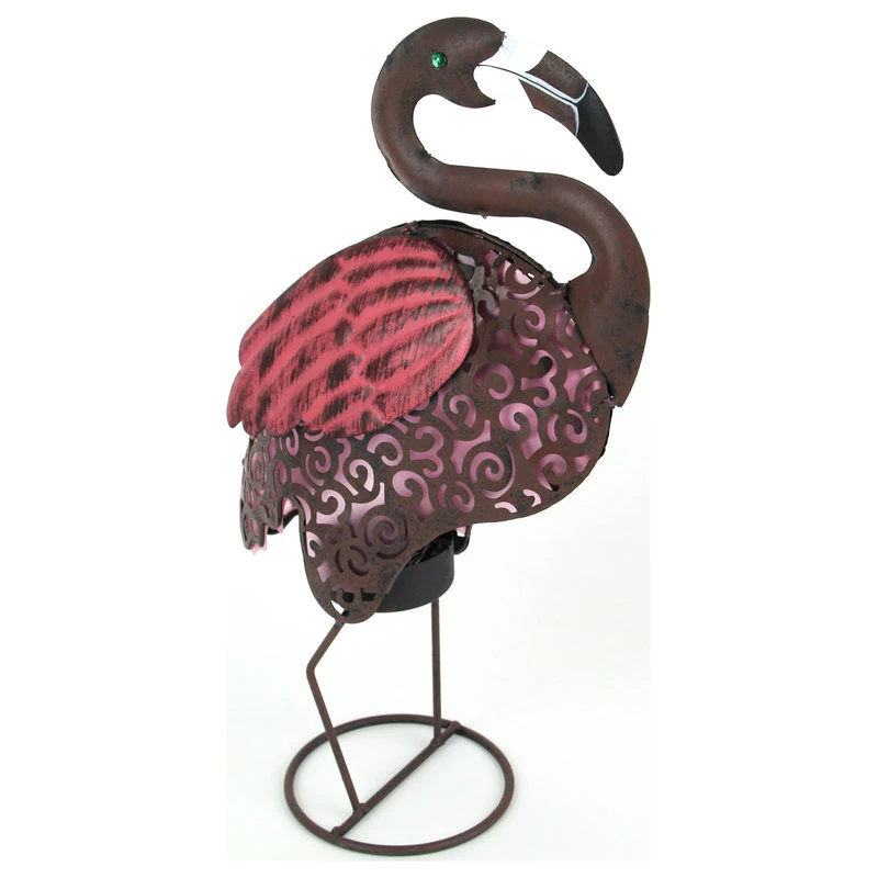 Cheapest β€οΈ Things2Die4 Pink Flamingo Metal Art Filigree LED Lighted Solar Garden Statue π - Image 2