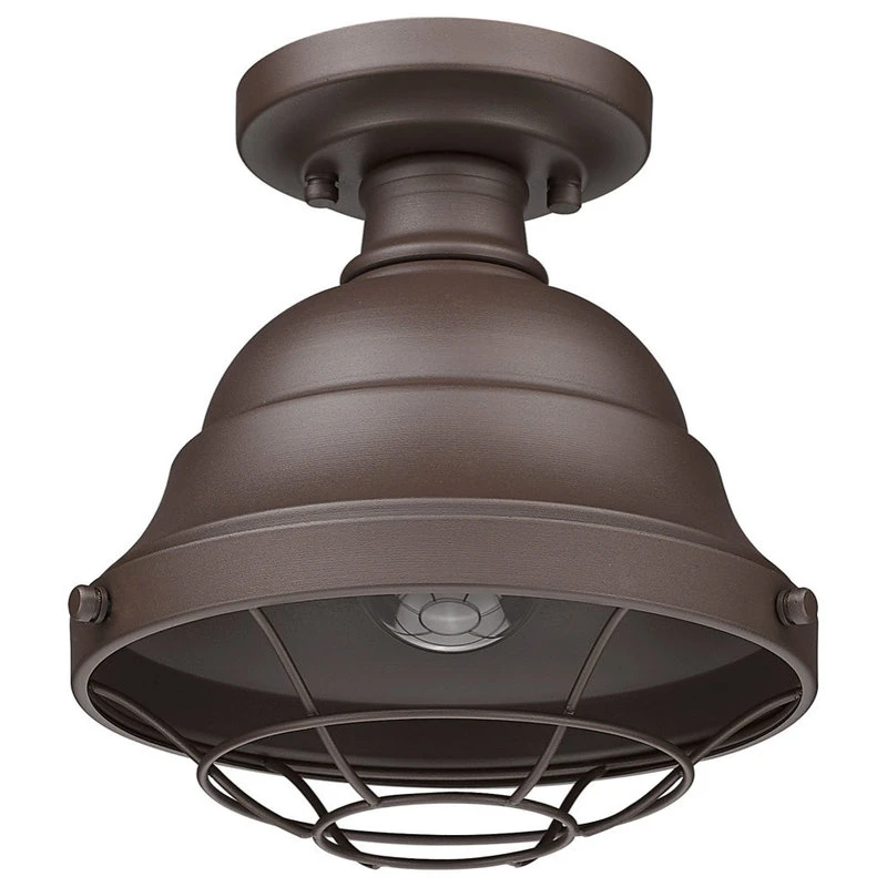 Outlet π Golden Lighting Bartlett Semi-Flush Outdoor With Textured Bronze Metal Cage, UV Shade π― - Image 3