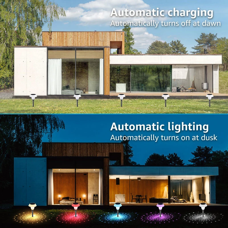 Cheapest π― W86 Trading Co., LLC LEONLITE 16-Pack Solar Pathway Colorful Lights, Dusk To Dawn Auto 7Colors Change π - Image 2