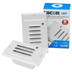 New ✔️ NICOR Lighting Inc NICOR LED Step Light W/ Photocell Sensor/Vertical Faceplate, White 🤩