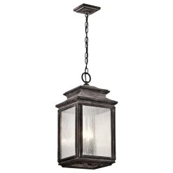 Outlet ⌛ Kichler Wiscombe Park 4 Light Outdoor Pendant Or Chandeller, Weathered Zinc ✔️