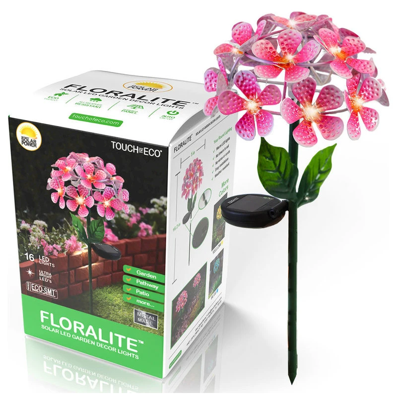 Best deal ❤️ Touch Of ECO Solar LED Metal Flower Stake Lights, Pink ✔️ - Image 2