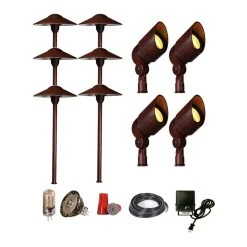 Best reviews of ❤️ Best Pro Lighting LED Lighting Kit: Mushroom Pathway And Spotlight/Up Lights, Rust Color 🎉