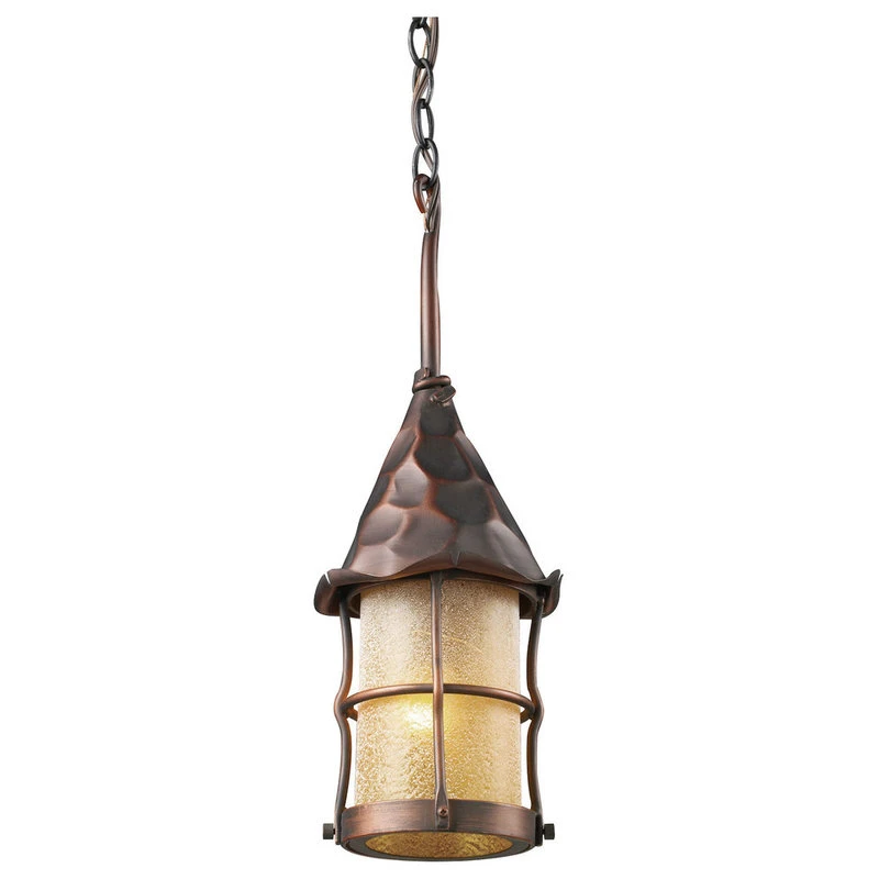 Hot Sale βοΈ Elk Home Rustica 6.5" 1 Light Glass Outdoor Pendant In Antique Copper π