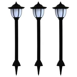 Outlet 🧨 Vida XL LLC VidaXL 3x Outdoor Solar Lamps LED Black Garden Patio Path Lighting Wall Roof ❤️