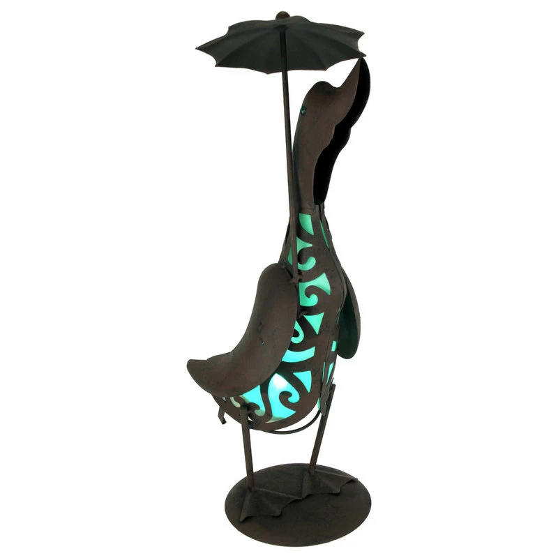 Promo β Gerson Metal Duck Holding Umbrella LED Solar Light Statue π