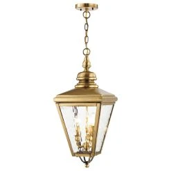 Outlet 🛒 Livex Lighting Inc. Cambridge Outdoor Chain-Hang Lantern, Antique Brass 😀