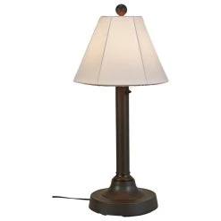 Wholesale 🧨 Patio Living Concepts 30" Outdoor Table Lamp 2" Bronze Resin Body/Natural Canvas Sunbrella Shade Cover 🛒