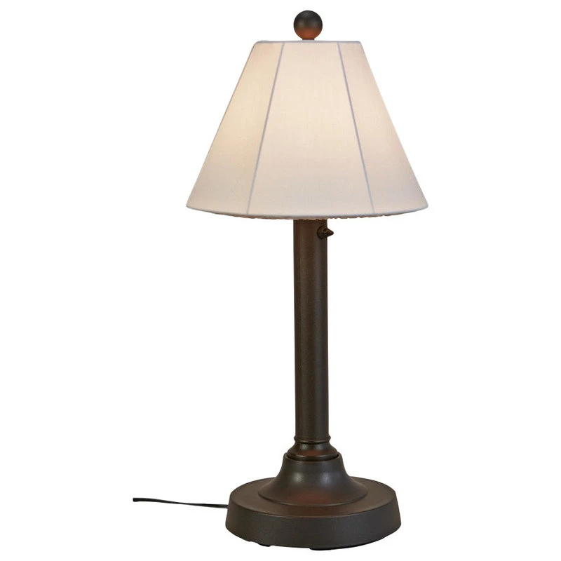 Wholesale 𧨠Patio Living Concepts 30" Outdoor Table Lamp 2" Bronze Resin Body/Natural Canvas Sunbrella Shade Cover π