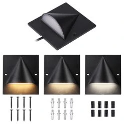 New 😍 W86 Trading Co., LLC 4 Pack 3CCT Low Voltage Aluminum Step Fence Light, 2700K/3000K/4000K Selectable 🌟