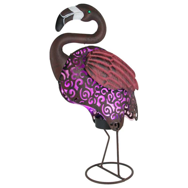 Cheapest β€οΈ Things2Die4 Pink Flamingo Metal Art Filigree LED Lighted Solar Garden Statue π