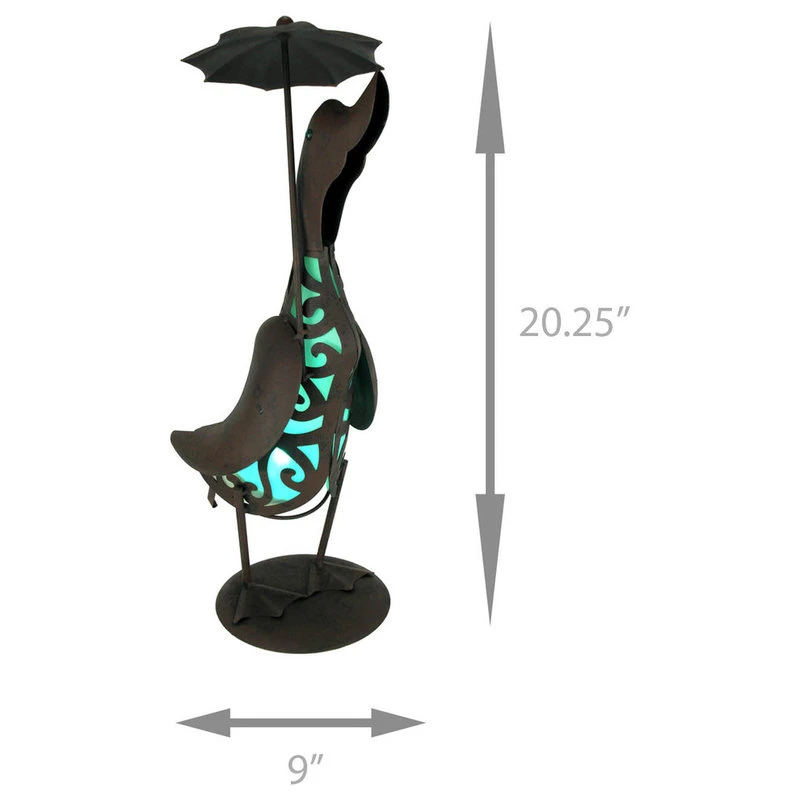 Promo β Gerson Metal Duck Holding Umbrella LED Solar Light Statue π - Image 4