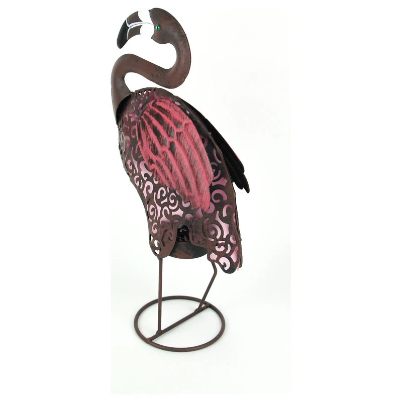 Cheapest β€οΈ Things2Die4 Pink Flamingo Metal Art Filigree LED Lighted Solar Garden Statue π - Image 3
