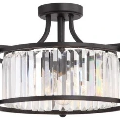 Budget 🤩 Satco Lighting Krys 3-Light Crystal Semi-Flush Mount Fixture, Black 🎉