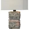 Coupon 🛒 Bailey Street Home Stone Outdoor Table Lamp Made Of Composite A Grey-Clear Linen Shade An On/Off ❤️