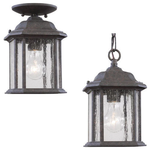 Best Sale π Sea Gull Lighting Kent - One Light Outdoor Semi-Flush Convertible Pendant In Oxford Bronze β€οΈ