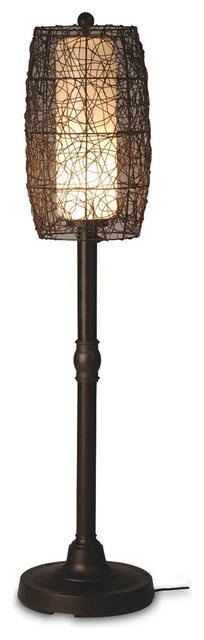 Discount π₯ Patio Living Concepts 58" Floor Lamp, 2" Bronze Tube Body, Random Weave Walnut Wicker Barrel Shade π