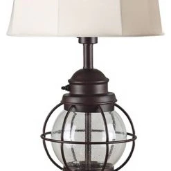 Buy ❤️ Kenroyhome.com Hatteras Outdoor Table Lamp, Gilded Copper With Seeded Glass Finish 🛒