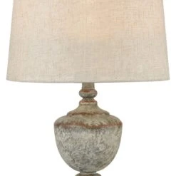 Best deal 💯 Elk Home Regus Outdoor Table Lamp, Gray And Antique White And Linen Fabric Shade ✔️
