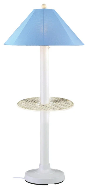 New π Patio Living Concepts Catalina Floor Table Lamp 39691 With 3" White Body And Sky Blue Sunbrella Shade π₯