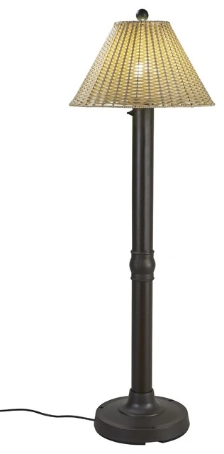 Wholesale π€© Patio Living Concepts Tahiti II Floor Lamp, Tight Weave, Flat Wicker, Stone Shade, 3" Bronze Tube Body π§¨